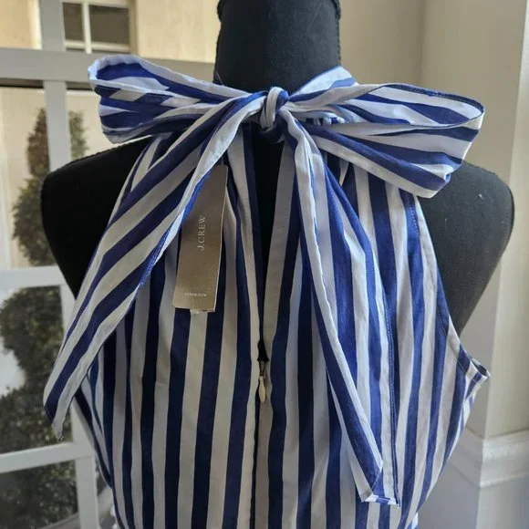 J.Crew nautical halter back striped jumpsuit size 6 - Picture 2 of 7